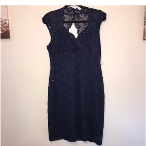 Dress Barn | Dresses | Dressbarn Nwt Sleeveless Sequin Lace Sheath Bodycon Dress  Navy Blue 2p | Poshmark
